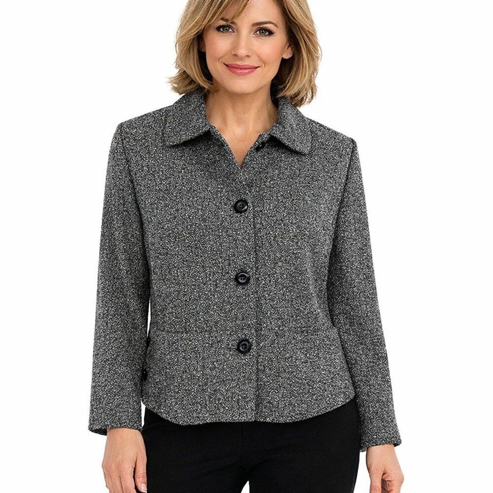Talbots Gray Textured Peplum Jacket Size 6P NWOT